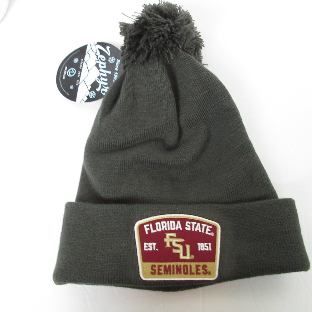 Zephyr Florida State‎ Seminoles FSU Pom Beanie Hat Charcoal Gray
